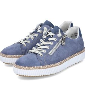 Rieker m2940 enya blue leather, suede sneaker side zipper size 39 EU is 8.5 eUC